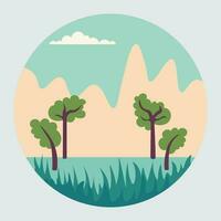 naturaleza paisaje con arboles y césped. vector ilustración en plano estilo.