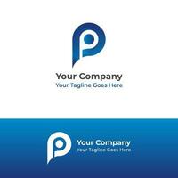 Initial Letter P Technology Logo Vector Graphic Design in gradient blue color