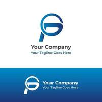 Initial Letter P Technology Logo Vector Graphic Design in blue gradient inside circle