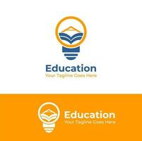Education Logo Graphic Vector Design with Lamp concept depicting idea. This logo is suitable for education, School, Tutor.