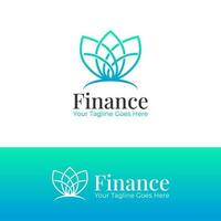 Finance Logo Graphic Vector Design with gradient blue flower icon. Flower Logo Design