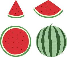 set of watermelons in a different form in a hand-drawn style vector