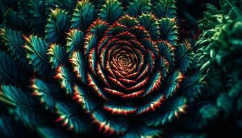 Abstract plant fractal decoration in multi colored underwater backdrop generated by AI photo