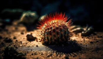 Spiked sea urchin adds beauty to underwater tropical coastline generated by AI photo