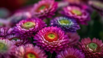Vibrant colors of multi colored daisies in a beautiful bouquet generated by AI photo
