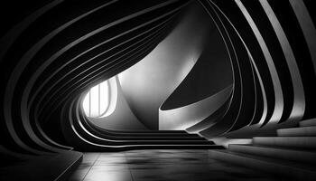 Futuristic architecture design with modern geometric shapes and monochrome backdrop generated by AI photo