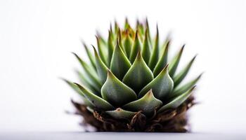 Sharp thorns adorn succulent plant in fresh, green growth generated by AI photo