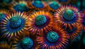 Multi colored sea life in underwater reef, a beauty in nature generated by AI photo