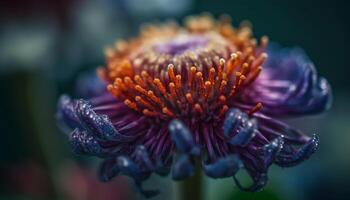 Macro close up of purple flower head showcases natural beauty outdoors generated by AI photo