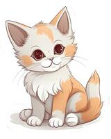 Baby cat set design with rainbows on a white background. Kitten bundle illustration for kids. Cute colorful kitten sitting bundle illustration. Kitten with cute eyes smiling. . photo