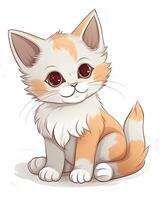 bebé gato conjunto diseño con arcoiris en un blanco antecedentes. gatito haz ilustración para niños. linda vistoso gatito sentado haz ilustración. gatito con linda ojos sonriente. ai generado. foto