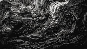 Abstract black and white wave pattern, flowing with marbled effect generated by AI photo