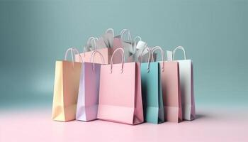 Retail store offers luxury fashion collection in multi colored shopping bags generated by AI photo