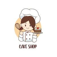 Little girl cake shop logo vector