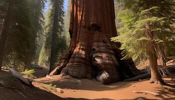 Tranquil scene of majestic mountain growth in wilderness area generated by AI photo