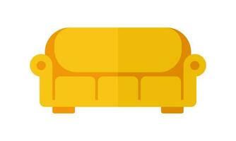 The sofa icon is yellow in vector format. A comfortable living room for interior design, highlighted on a white background.