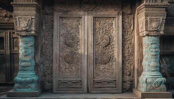 Ancient doorways reveal history and spirituality of famous travel destinations generated by AI photo