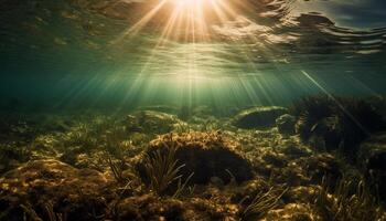 el mar, un vibrante coral arrecife prospera generado por ai foto