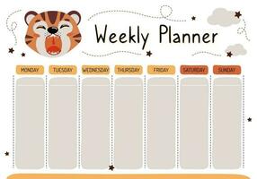 Planner for mom. Weekly planner, wish list, to-do list in cartoon flat style with cute animals. A set of digital prints. vector