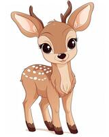 Deer fawn smiling illustration bundle. Fawn bundle design. Cute fawn standing bundle design on white backgrounds. Beautiful baby deer smiling cartoon illustration with cute eyes. . photo