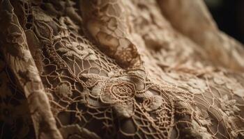 Antique lace woven into elegant, ornate decoration for rustic backdrop generated by AI photo