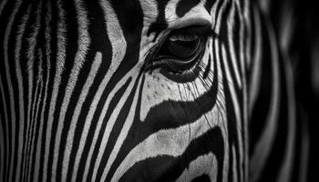 Zebra beauty in nature close up of striped animal markings generated by AI photo