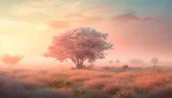 Yellow plant in tranquil farm, blue mountain, idyllic pasture night generated by AI photo