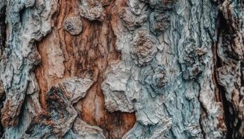 Abstract textured effect on old weathered pine tree trunk outdoors generated by AI photo