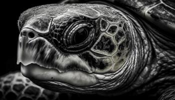 lento, antiguo Tortuga cáscara belleza en naturaleza monocromo modelo generado por ai foto