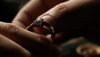 Boda anillo simboliza amor y unión para casado parejas generado por ai foto