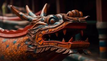 Ancient dragon sculpture, symbol of spirituality and Chinese culture generated by AI photo