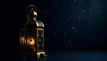 Ramadan lanterns illuminate ancient Arabic culture with elegance and spirituality generated by AI photo
