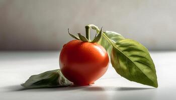 Ripe cherry tomato, a fresh ingredient for healthy gourmet salad generated by AI photo