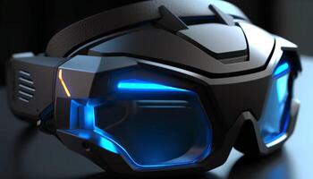 Futuristic protective eyewear for virtual reality adventure and sports innovation generated by AI photo