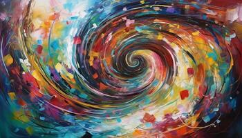 Vibrant colors mix in a psychedelic celebration of abstract imagination generated by AI photo