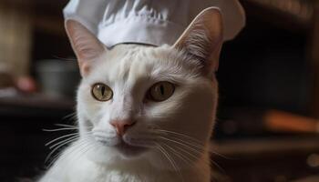 mullido gatito curioso a cámara, linda felino belleza al aire libre generado por ai foto