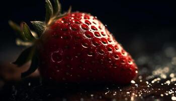 Juicy ripe strawberry, a healthy snack for a vibrant summer generated by AI photo