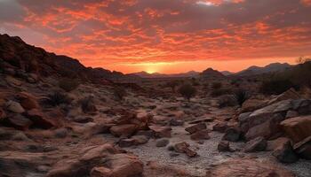 Majestic mountain range, eroded sandstone cliffs, tranquil rural scene generated by AI photo