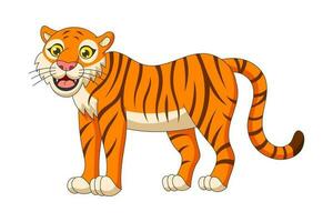 linda dibujos animados rojo a rayas tigre. dibujo africano bebé salvaje sonriente personaje. tipo sonriente selva safari animal. creativo gráfico mano dibujado impresión. vector eps ilustración