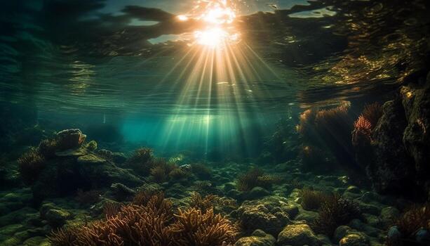 Colorful sea life thrives in the natural beauty of Red Sea generated by AI photo