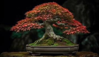 Japanese maple branch, a symbol of beauty in nature growth generated by AI photo