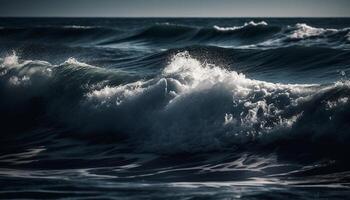 Breaking waves spray beauty in nature abstract motion adventure generated by AI photo