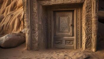 Ancient architecture and spirituality meet in this sandstone monument generated by AI photo