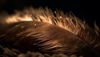 Fluffy elegance of swan feather, vibrant colors on beige backdrop generated by AI photo