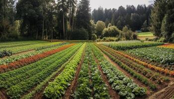 Fresco verde planta crecimiento en rural granja paisaje al aire libre generado por ai foto