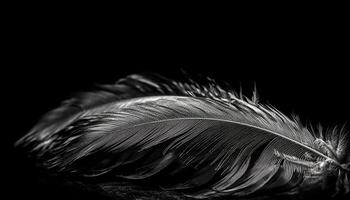 Abstract elegance feather quill pen symbolizes creativity on black background generated by AI photo