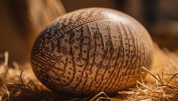 Rustic straw sphere decoration symbolizes autumn celebration in rural Africa generated by AI photo