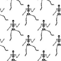 Black skeletons in various poses pattern. Halloween design. Perfect for fall, holidays, fabric, textile. Seamless repeat swatch. vector