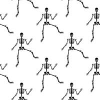 Black skeletons in various poses pattern. Halloween design. Perfect for fall, holidays, fabric, textile. Seamless repeat swatch. vector