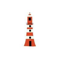 Lighthouse. Coastline architecture building. Beacons with window. Vector illustration